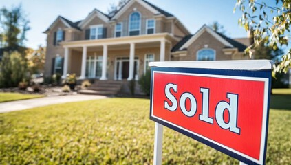 celebrating a home sale a residential property with sold sign shows market success and achievement