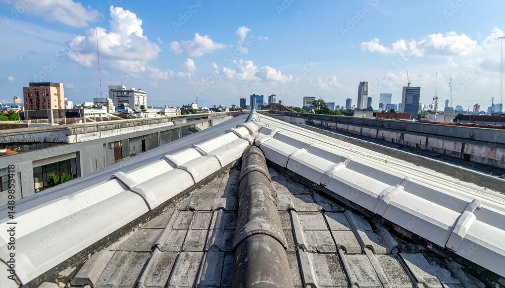 Poster patterns and layout of rooftop elements in urban environment