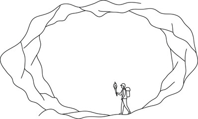 Cave Explorer Minimalist Vector