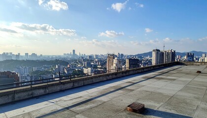 Fototapeta premium Rooftop View Showcasing Urban Landscape and Connection to City Life