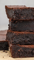 Kawałki czekoladowego ciasta z domowego pieca, słodkie brownie 