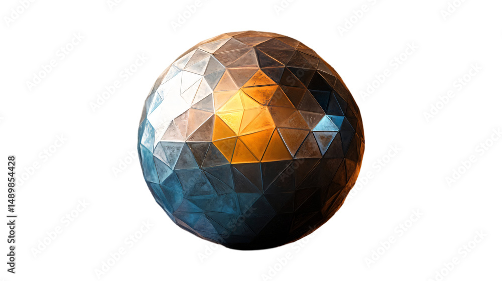 Poster elegant sphere with triangular geometric pattern on isolated white background png.