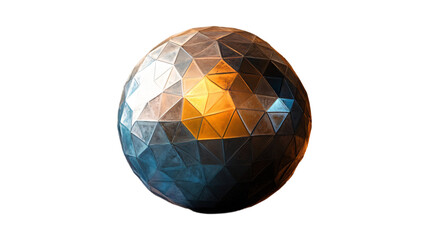 elegant sphere with triangular geometric pattern on isolated white background png.