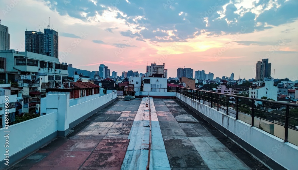 Poster rooftop scene showcasing color usage for mood and atmosphere