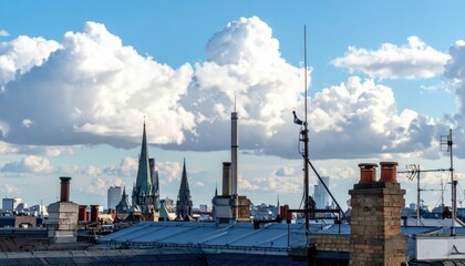 Rooftop View Featuring Vertical Elements Such as Vents and Antennas