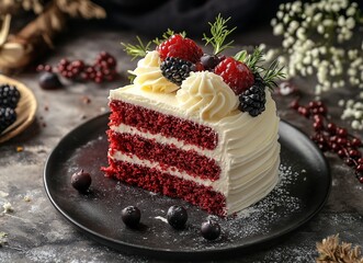 Red Velvet Cake with Berries