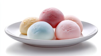 A delightful assortment of ice cream scoops in pastel colors. Enjoy a sweet treat that brings joy to any occasion. Perfect for desserts, summer parties, and gatherings. AI