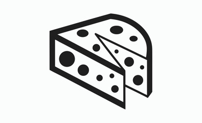 Cheese slice icon, Dairy food silhouette, Swiss cheese vector
