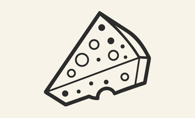 Cheese slice icon, Dairy food silhouette, Swiss cheese vector
