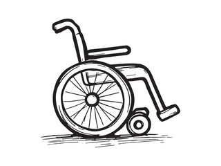 Wheelchair vector line art illustration