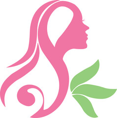 Professional pink and green woman profile logo design for hair and beauty salon branding