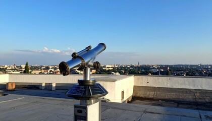 Rooftop Telescope Overlooking Cityscape for Stargazing and Observation
