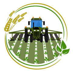 tractor loosens the soil. soil cultivation. illustration, tractor with cultivator loosens the soil