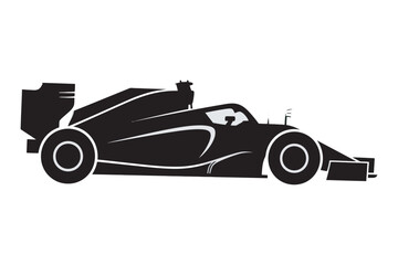 Obraz premium A high-resolution vector illustration of a solid black silhouette racing car, showcasing sleek design