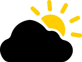 Weather flat icons set. Sun, rain, thunder storm, dew, wind, snow cloud, night sky render style symbol isolated on transparent background