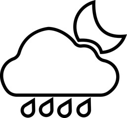 Weather line icons set. Sun, rain, thunder storm, dew, wind, snow cloud, night sky render style symbol isolated on transparent background