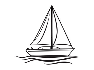 Yacht vector line art illustration