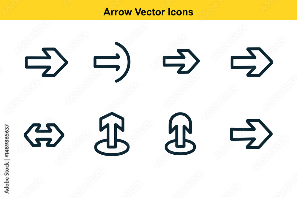 Poster vector arrow icons collection – directional, curved, and decorative arrow symbols. vector navigation