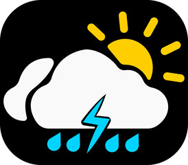 Weather flat icons set. Sun, rain, thunder storm, dew, wind, snow cloud, night sky render style symbol isolated on transparent background