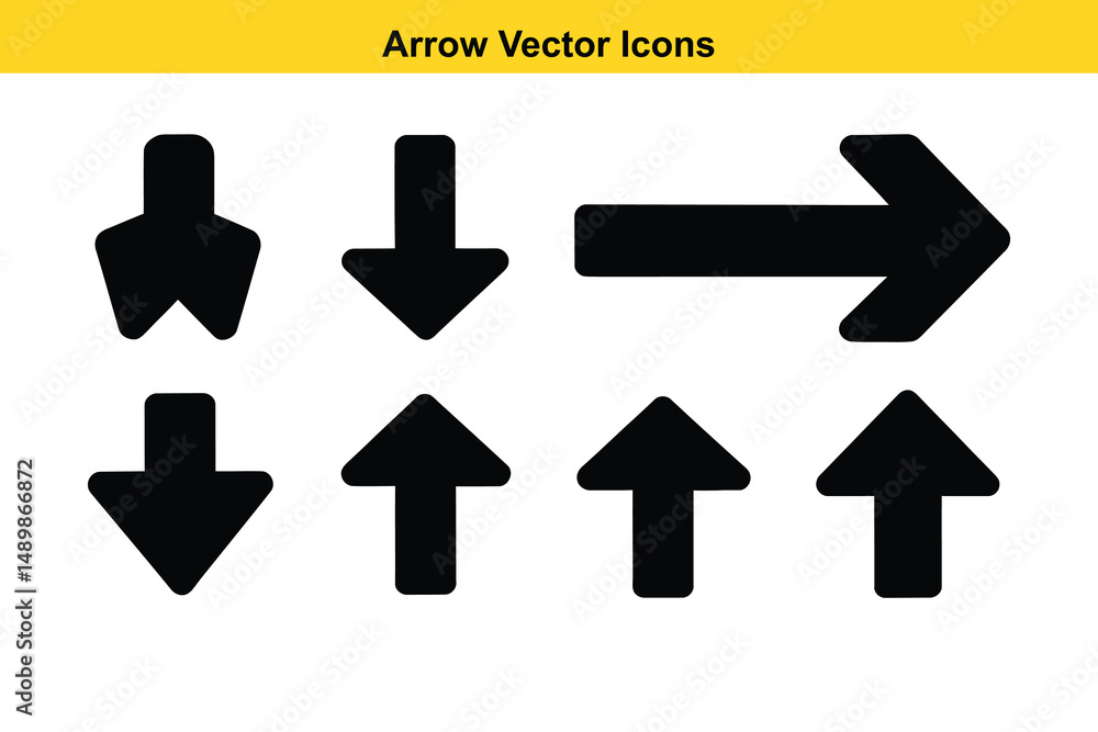 Poster vector arrow icons collection – directional, curved, and decorative arrow symbols. vector navigation