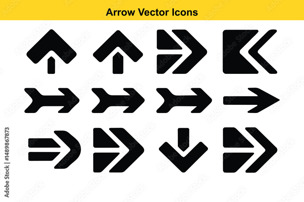 Poster vector arrow icons collection – directional, curved, and decorative arrow symbols. vector navigation