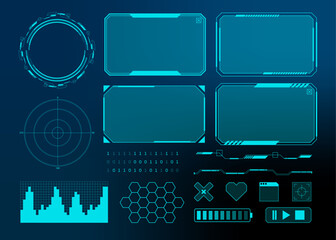 Futuristic HUD UI Elements for Digital Display and Interface Design