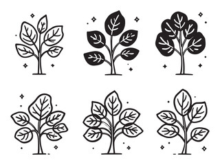 Fiddle Leaf Fig line art vector illustration