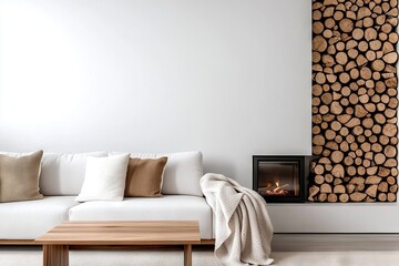 Cozy living room design modern home interior photography minimalist style warm atmosphere