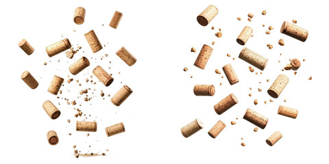 Falling Wine Corks Illustration Digital Painting, Isolated on Transparent Background, Wine, Cork, Texture, Wine, Alcohol, Beverage