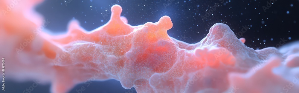 Poster Fractal Ice Structure on Frosted Glass Background with Soft Colorful Textures and Depth