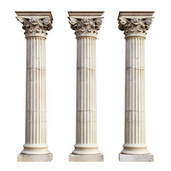 Triple Corinthian Columns, Isolated on Transparent Background, Architectural Design, Classical, Stone Pillars, Pillar, Column, Architecture