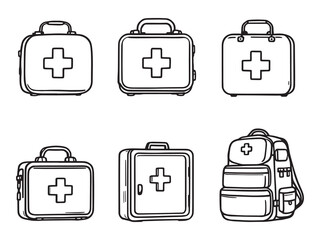 First Aid Kit line art vector illustration