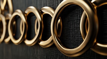 Gold chain links on dark textile background; jewelry design concept