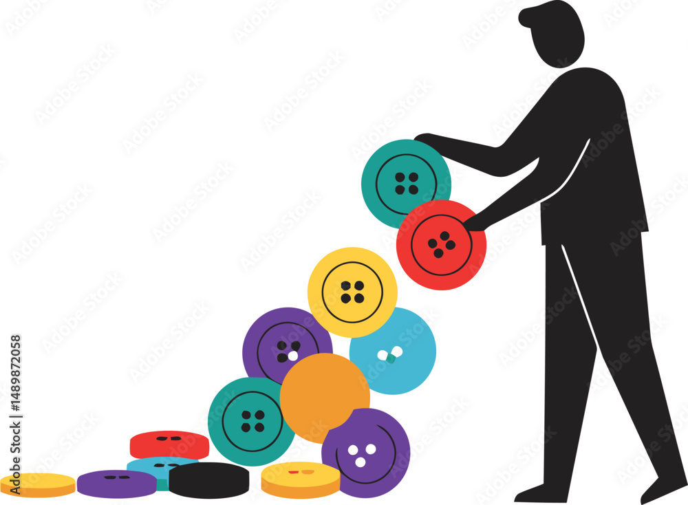 Aufkleber minimalist button sorting vector