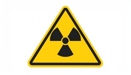 Fototapeta premium Yellow triangle warning sign with radiation symbol.