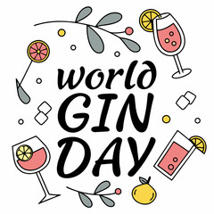 WORLD GIN DAY vector illustration