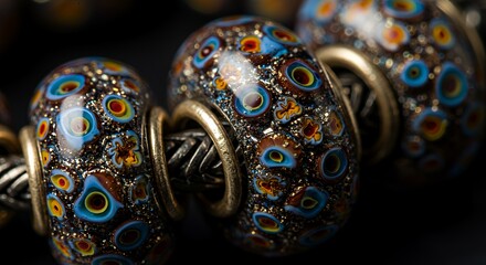 Intricate Murano Glass Beads: A Close-Up of Sparkling Jewelery