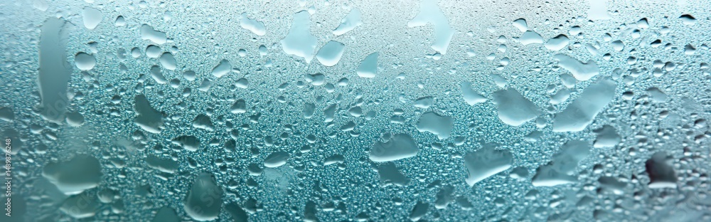 Aufkleber frozen background showing cold vapor on shiny glass with droplets and abstract patterns