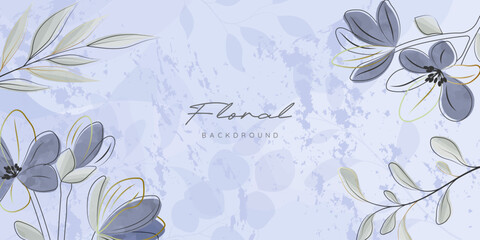 Watercolor blue floral background
