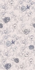 Exquisite Hand Rendered Flower and Curly Pattern Graphics