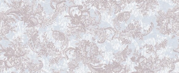 Exquisite Hand Rendered Flower and Curly Pattern Graphics