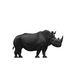 Fototapeta premium Majestic Black Rhinoceros Silhouette African Wildlife Powerful Horn Dark Nature