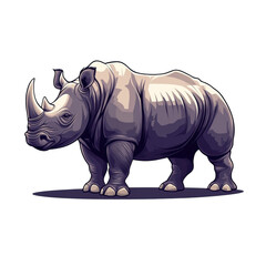 Obraz premium Majestic Rhino Powerful Wildlife African Animal Rhinoceros Illustration