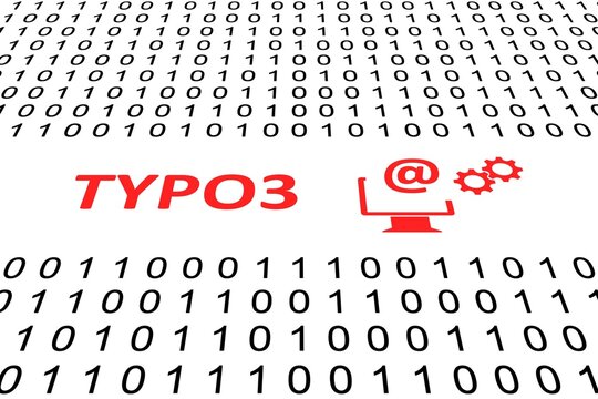 TYPO3 concept binary code 3d illustration