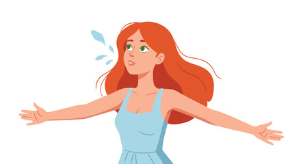 Elegant Floral Illustration of Blonde Woman in a Pink Dress