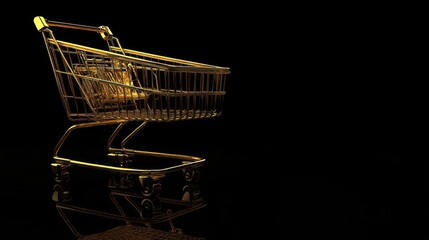 shopping cart on black background