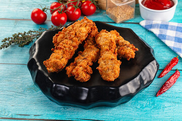 Golden crispy fried chicken strips