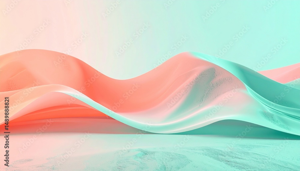 Poster flowing abstract waves in soft colors creative visual art studio setting modern aesthetic