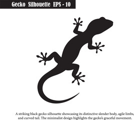 Gecko Silhouette | Black Minimalist Lizard Illustration for Logo, Tattoo, Decor, and Prints