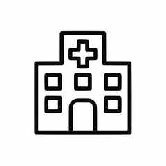 Obraz premium Outlined hospital building with a medical cross — healthcare facility.